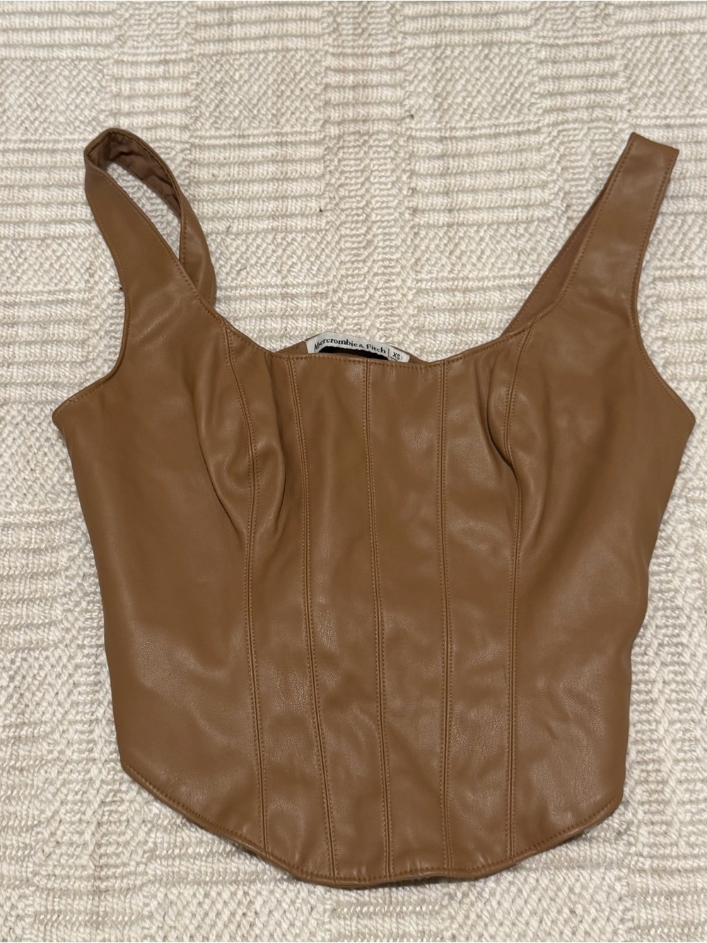 Abercrombie & Fitch Camel Faux Leather Corset-Style Camisole